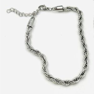 Water Resistant Silver Rope Chain Anklet *NEW*